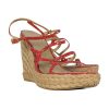 Shoes Stuart Weitzman | Stuart Weitzman - Red Snakeskin Strappy Wedges Sz 10