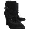 Shoes Joie | Joie - Black Nubuck Fringe Booties Sz 9