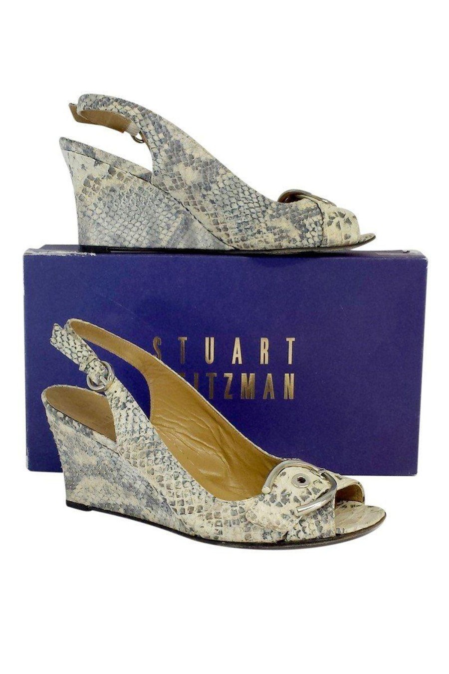 Shoes Stuart Weitzman | Stuart Weitzman - Stone Washed Boa Print Wedges Sz 8