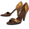 Shoes Devi Kroell | Devi Kroell - Bronze Metallic Leather Textured Heels Sz 9