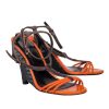 Shoes Burberry | Burberry - Orange & Brown Leather Woven Strappy Wedges Sz 11