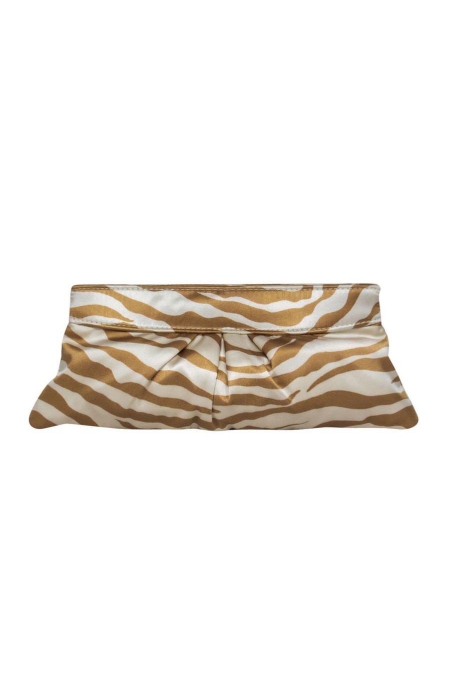 Bags Lauren Merkin | Lauren Merkin - Tan & Cream Satin Zebra Print Clutch