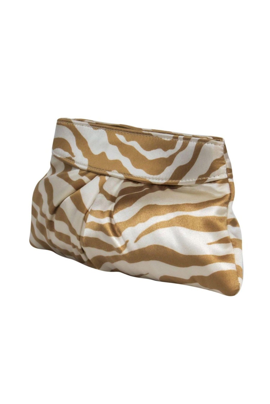 Bags Lauren Merkin | Lauren Merkin - Tan & Cream Satin Zebra Print Clutch