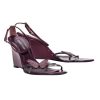 Shoes Sergio Rossi | Sergio Rossi - Plum Patent Leather Strappy Butterfly Wedges Sz 10