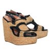 Shoes Robert Clergerie | Robert Clergerie - Tan Woven Platform Wedges W/ Black Trim Sz 9.5