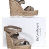 Shoes Yves Saint Laurent | Yves Saint Laurent - Beige Patent Leather Wedges Sz 7