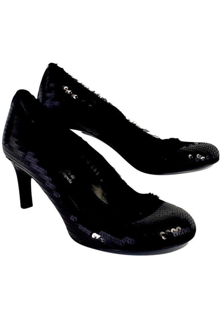 Shoes Pedro Garcia | Pedro Garcia - Black Satin Sequin Heels Sz 6