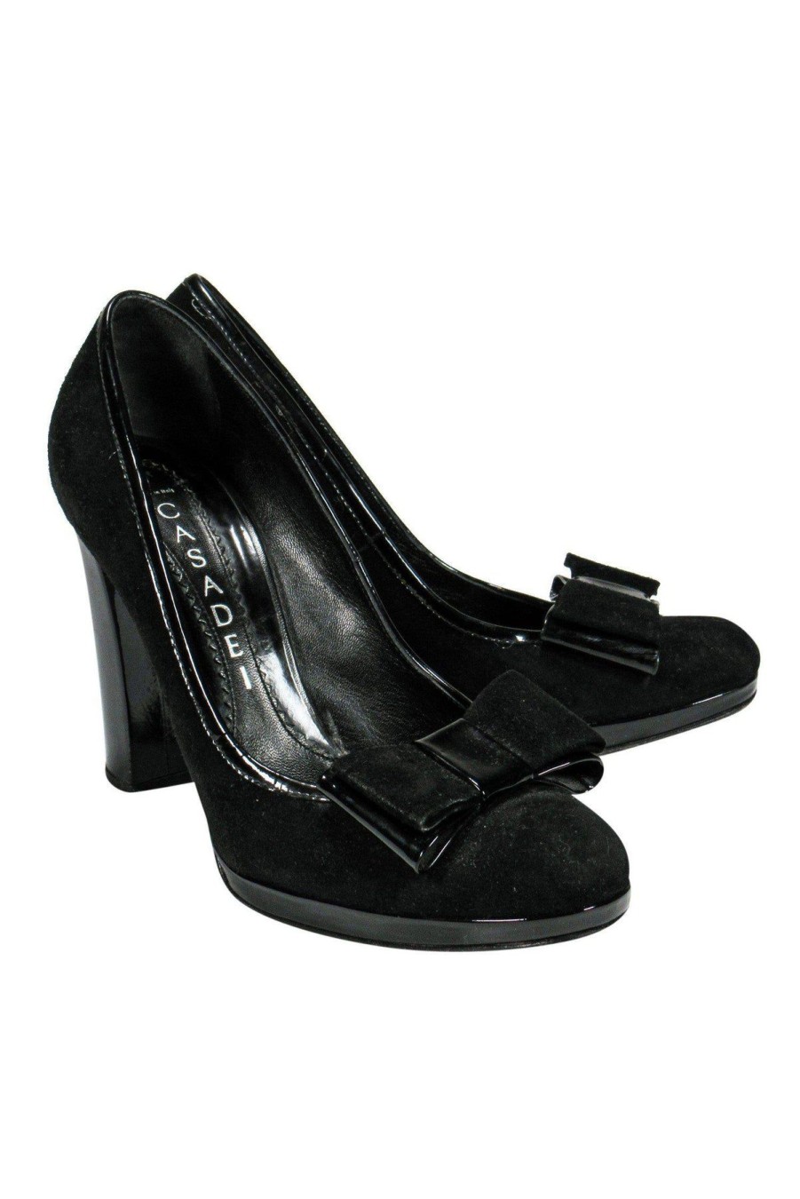 Shoes Casadei | Casadei - Black Suede Pumps W/ Bow Sz 6