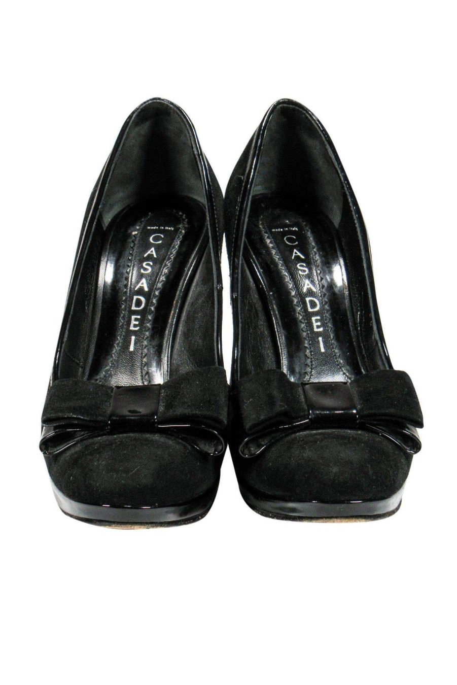 Shoes Casadei | Casadei - Black Suede Pumps W/ Bow Sz 6