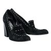 Shoes Moschino | Moschino - Black Suede Loafer-Style Heels W/ White Stitching Sz 8