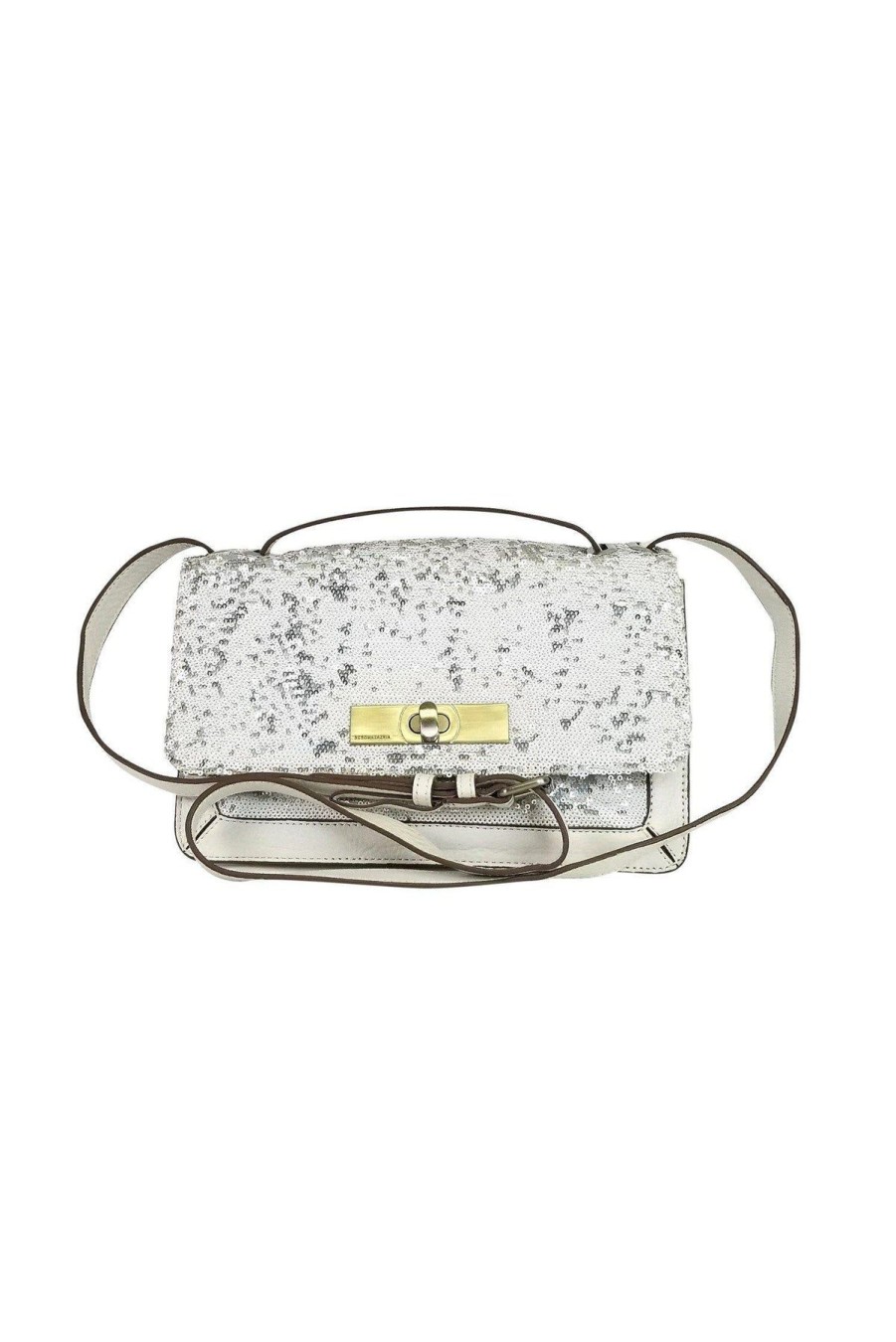 Bags BCBG Max Azria | Bcbg Max Azria - White Leather Sequin Crossbody