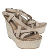 Shoes Miu Miu | Miu Miu - Taupe Grey Wood Wedge Sandals Sz 8