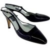 Shoes Baldan | Baldan - Navy & Black Leather Cap Toe Slingbacks Sz 9