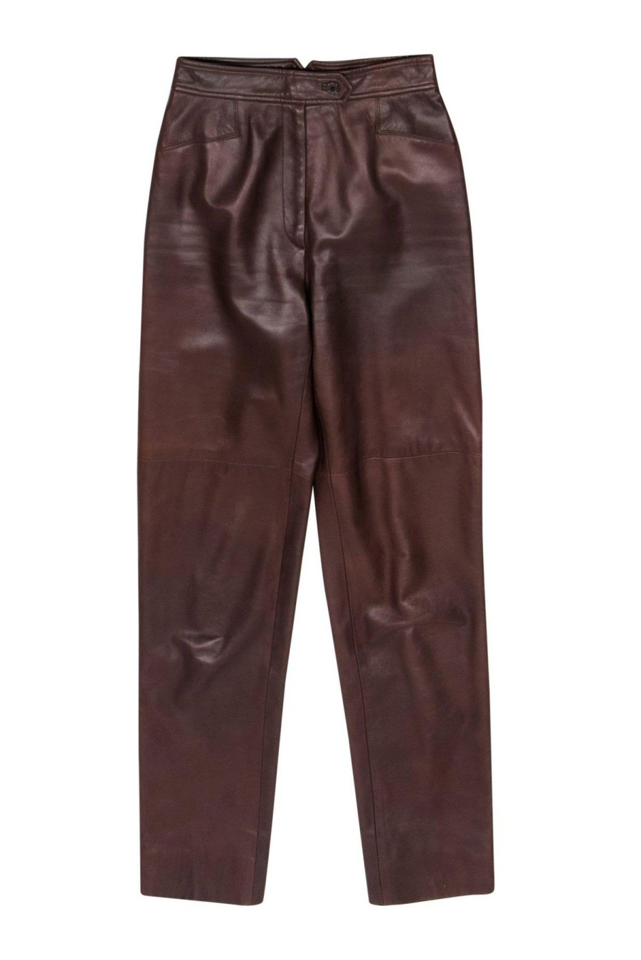 Clothing Burberry | Burberry - Vintage Smooth Brown Leather Pants Sz 2