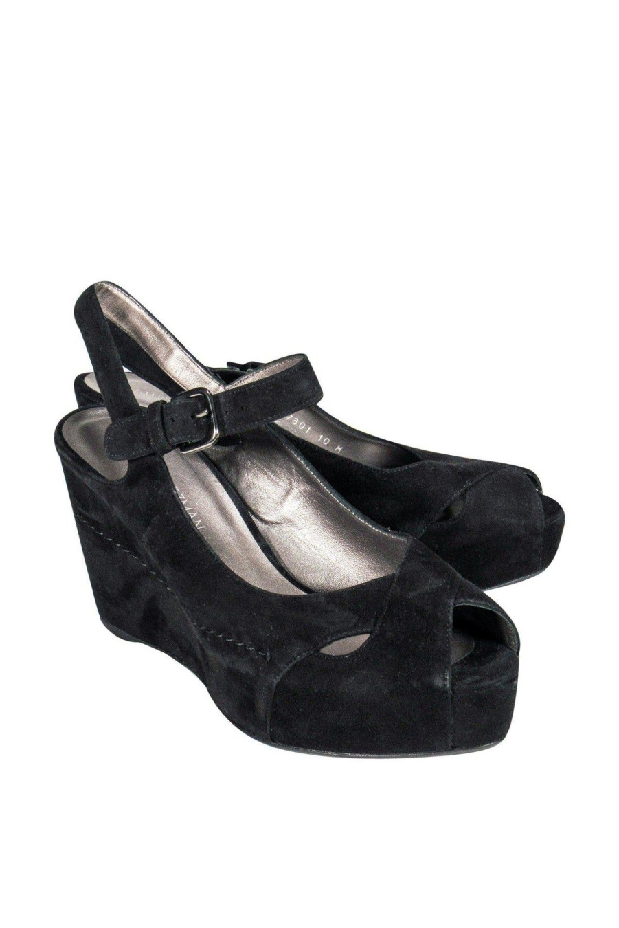 Shoes Stuart Weitzman | Stuart Weitzman - Black Suede Strappy Wedges Sz 10