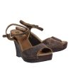 Shoes Prada | Prada - Dark Gold Textured Platform Wedges Sz 8