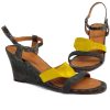 Shoes Chie Mihara | Chie Mihara - Finde Suede & Leather Colorblock Wedge Sandals Sz 9