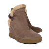 Shoes Aquatalia | Aquatalia - Tan Suede Short Booties W/ Shearling Trim Sz 7