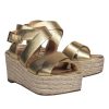 Shoes Joie | Joie - Gold Strappy Woven Platform Wedges Sz 9