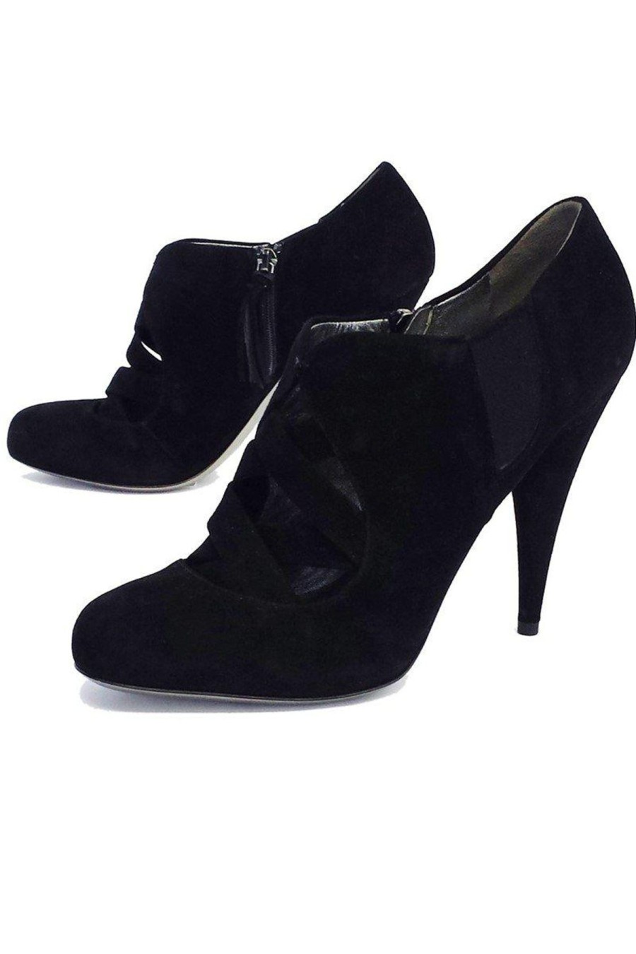 Shoes Miu Miu | Miu Miu - Black Suede Booties Sz 9.5