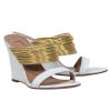 Shoes Aquazzura | Aquazzura - White & Gold Mule Wedges Sz 7