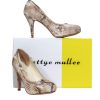 Shoes Bettye Muller | Bettye Muller - Cream & Grey Snakeskin "Fiery" Pumps Sz 6