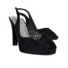 Shoes Stuart Weitzman | Stuart Weitzman - Black Satin Peep Toe Pumps Sz 9.5