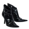 Shoes Christian Dior | Christian Dior - Black Patent Leather Pointed Toe Kitten Heel Booties Sz 6.5