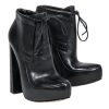 Shoes Alexander Wang | Alexander Wang - Black Leather High Heeled Tied Platform Booties Sz 6