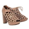 Shoes See by Chloe | See By Chloe - Beige Suede Lattice Cutout Heels Sz 9