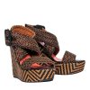 Shoes Via Spiga | Via Spiga - Black & Brown Woven Leather Wedge Sandals Sz 6