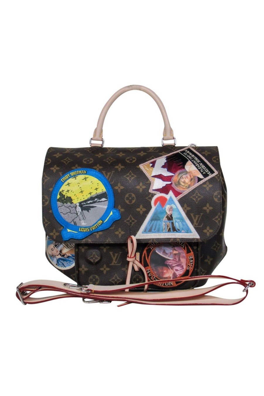 Bags Louis Vuitton | Louis Vuitton - Brown Monogram Print Convertible Messenger Bag W/ Cindy Sherman Patches