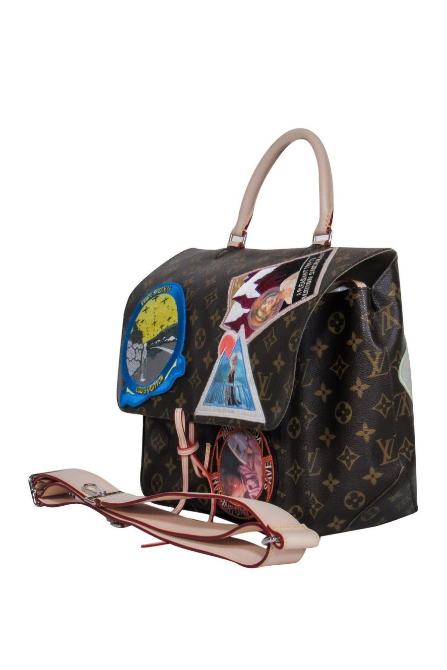 Bags Louis Vuitton | Louis Vuitton - Brown Monogram Print Convertible Messenger Bag W/ Cindy Sherman Patches