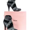 Shoes Miu Miu | Miu Miu - Black & Grey Suede Bootie Heels Sz 7