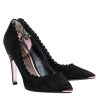 Shoes Ted Baker | Ted Baker - Black Suede Pointed Toe Heels W/ Rose Gold Trim Sz 9.5