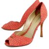 Shoes Jean-Michel Cazabat | Jean-Michel Cazabat - Coral Snakeskin Peep Toe Heels Sz 7