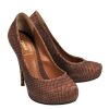 Shoes Fendi | Fendi - Brown Snakeskin Platform Pumps W/ Monogram Heels Sz 6.5