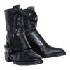 Shoes Tods | Tod'S - Black Lace Up & Double Buckle Combat Boot Sz 8