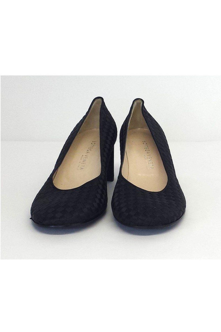 Shoes Bottega Veneta | Bottega Veneta - Black Woven Satin Heels Sz 8.5