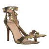 Shoes Loeffler Randall | Loeffler Randall - Gold Crackled Leather Squiggly Strap Pumps Sz 8