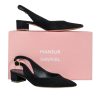 Shoes Mansur Gavriel | Mansur Gavriel - Black Suede Pointed Toe Slingback Kitten Heels Sz 6