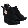 Shoes Via Spiga | Via Spiga - Black Suede Peep Toe Platform Wedges Sz 6.5