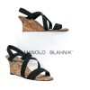 Shoes Manolo Blahnik | Manolo Blahnik - Black Strappy Cork Wedges Sz 11