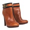 Shoes Tory Burch | Tory Burch - Brown Leather Booties W/ Gold Buckle Sz 8