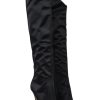 Shoes Giuseppe Zanotti | Giuseppe Zanotti - Black Satin Tall Boot W/ Peep Toe Sz 8 Boots