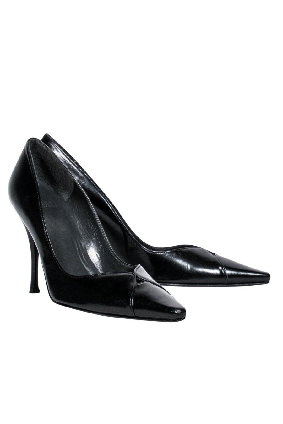 Shoes Stuart Weitzman | Stuart Weitzman - Black Leather Pointy Toe Pumps W/ Cutout Sz 8.5