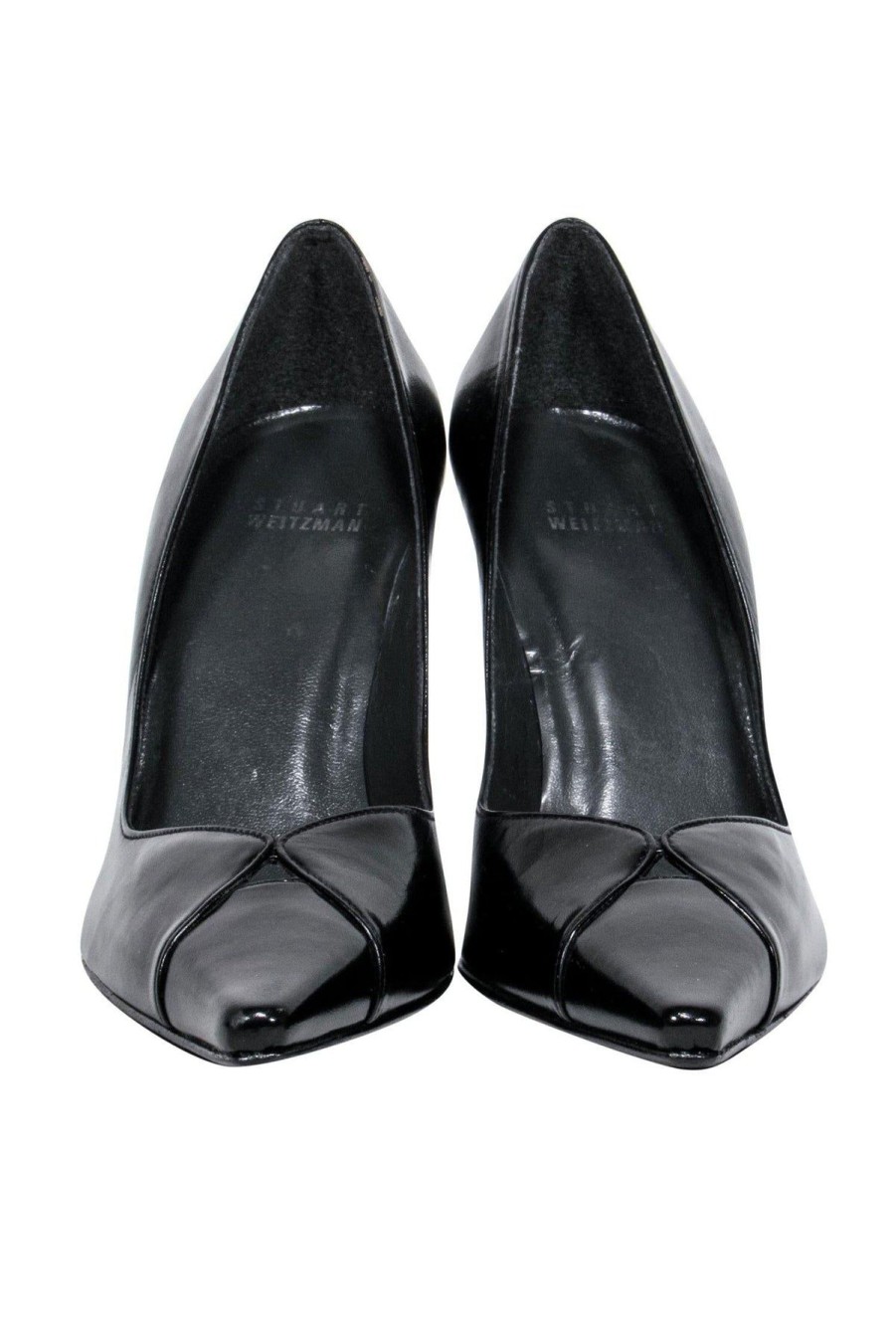 Shoes Stuart Weitzman | Stuart Weitzman - Black Leather Pointy Toe Pumps W/ Cutout Sz 8.5