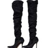 Shoes Manolo Blahnik | Manolo Blahnik - Black Leather Gathered Knee High Boots Sz 5.5