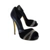 Shoes Barbara Bui | Barbara Bui - Black Leather & Suede Peep Toe Heels Sz 9