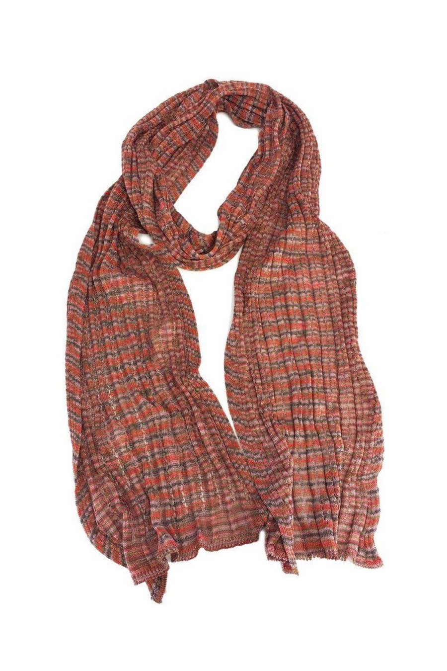 Accessories Missoni | Missoni - Pink Brown & Red Striped Scarf